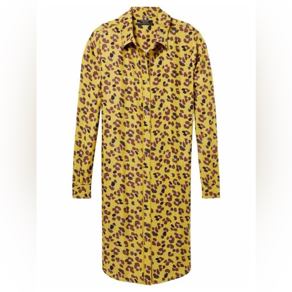 Maison Scotch Scotch & Soda Leopard Shirt Dress Mustard Yellow size XSmall